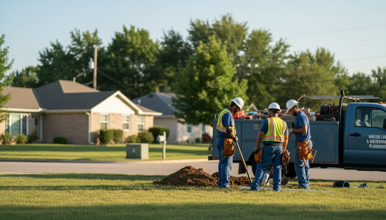 Residential water line and bathroom plumbing service in Wardville, OK